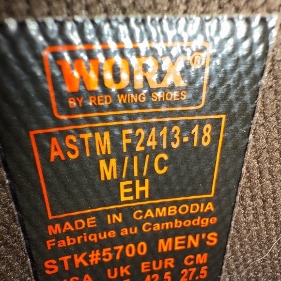 Red Wing Boots WORX 5700 Steel Toe WP New in Box Size 9.5 WW - Picture 2 of 8